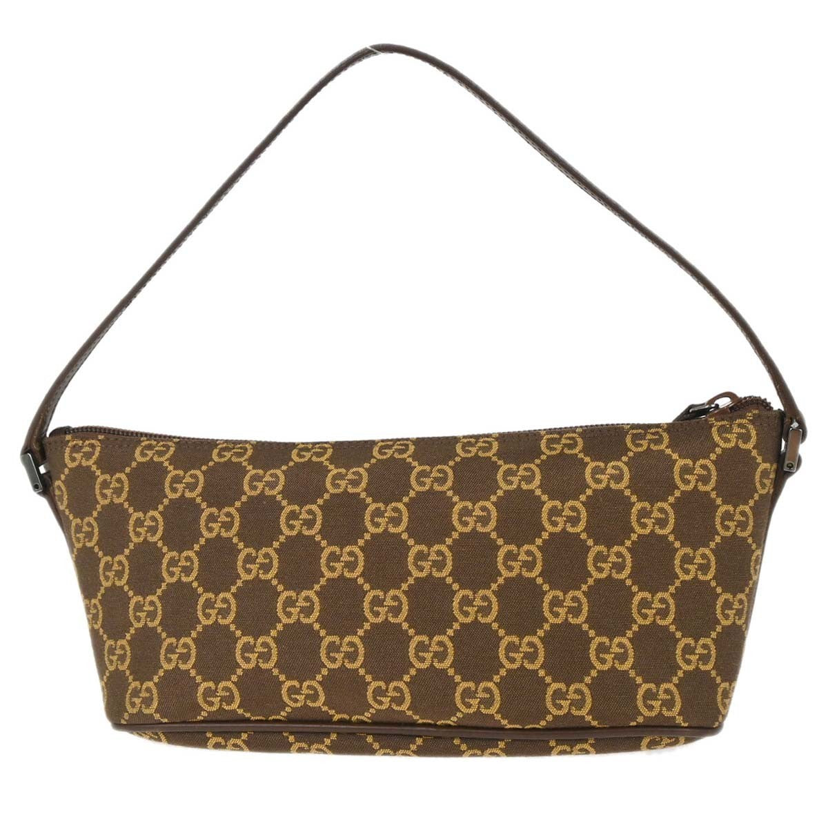 Gucci Baguette Shoulder Bag Gg Canvas And Leather Brown Canvas Handbag ( )