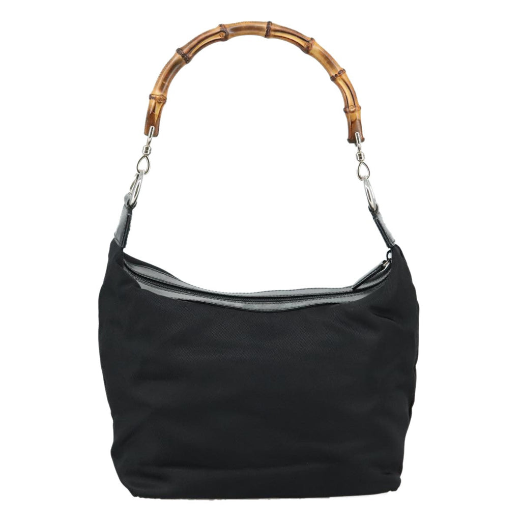 Gucci Vintage Bamboo Handle Bag Nylon Black Nylon Handbag ( )