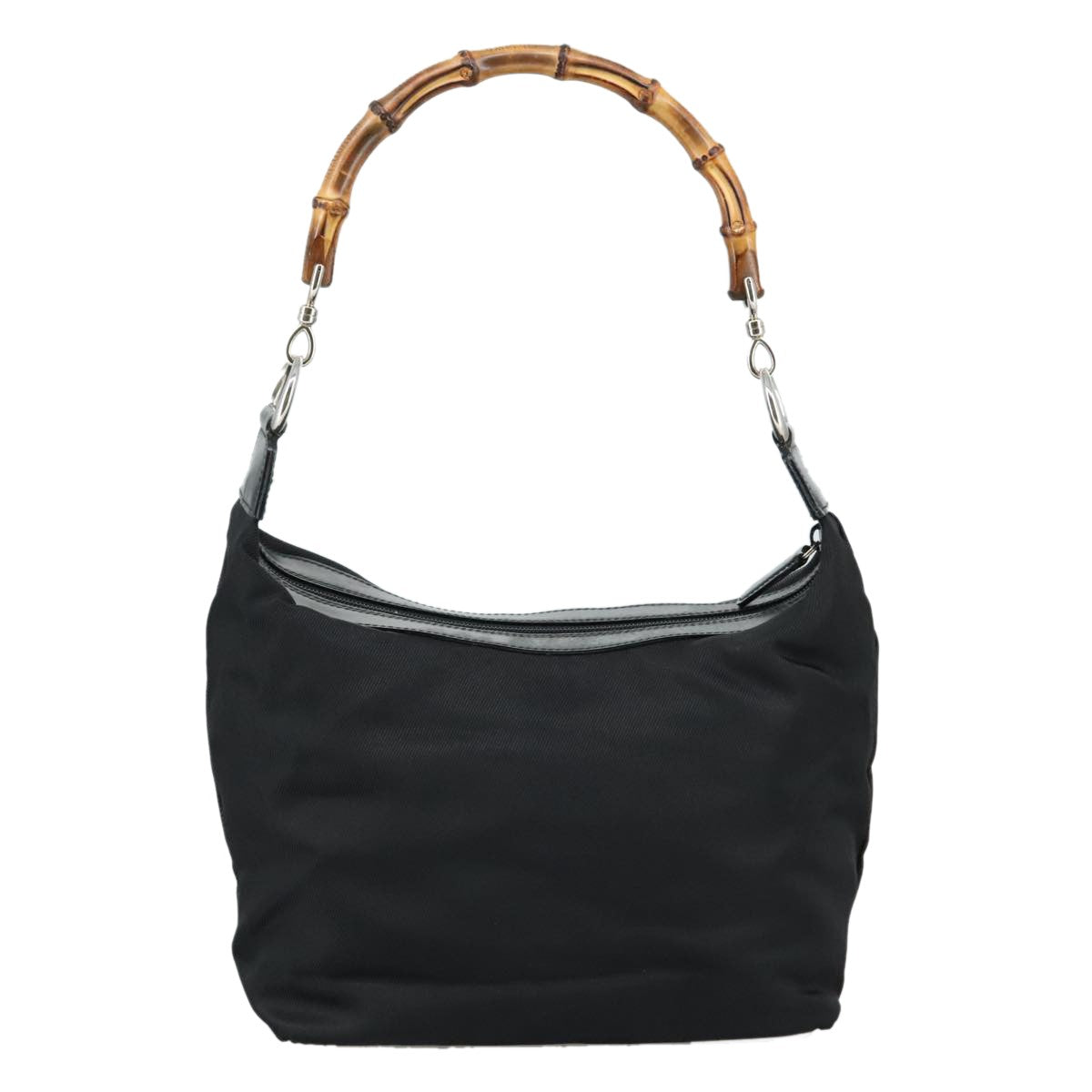 Gucci Vintage Bamboo Handle Bag Nylon Black Nylon Handbag ( )