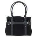 Salvatore Ferragamo Gancini Handbag Suede Black Suede Handbag (Authentic  )