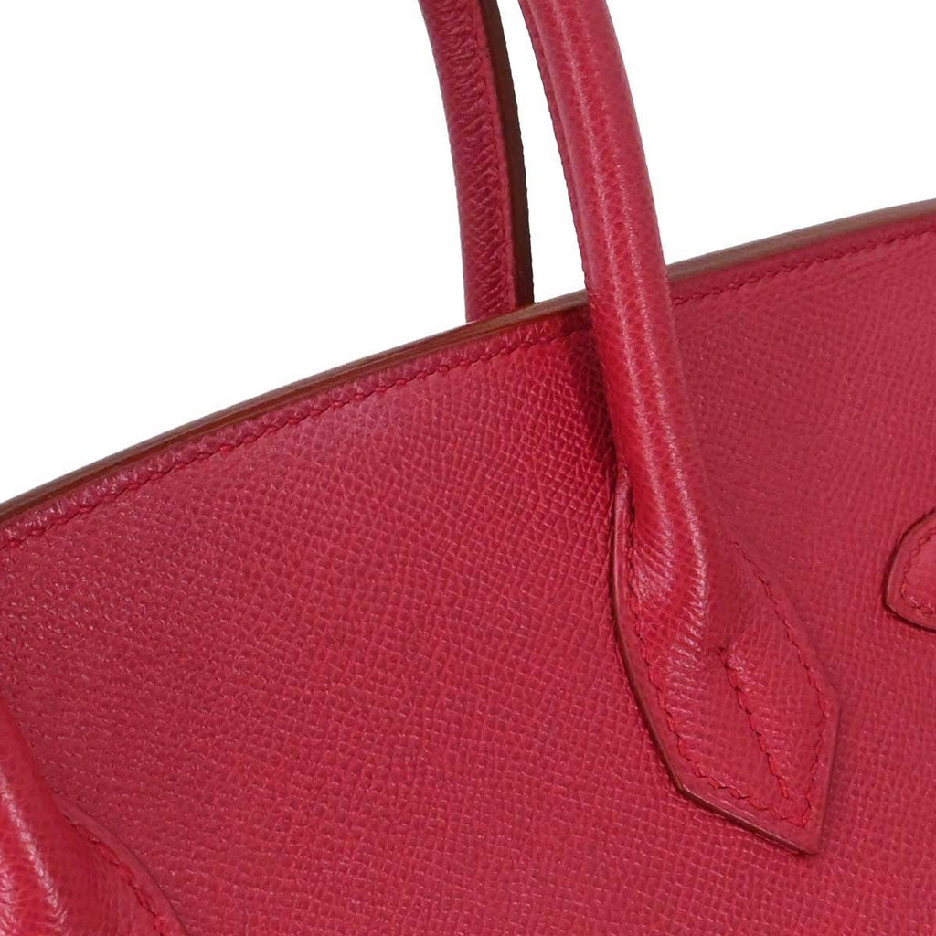 Hermes Birkin Handbag Red Courchevel With Gold Hardware Red Leather Handbag ( )