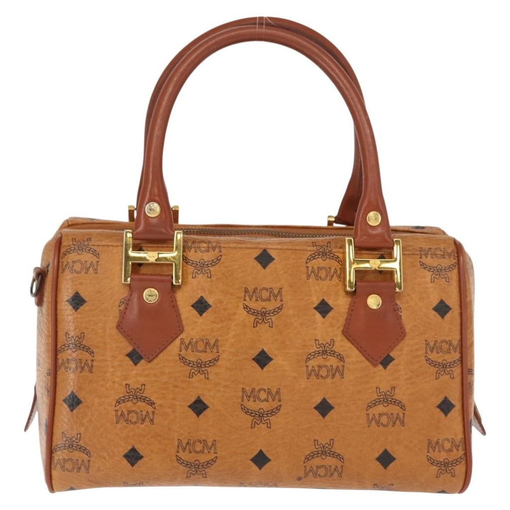 MCM Visetos Logogramme Handbag Canvas And Leather Brown Pvc Handbag (Authentic  )