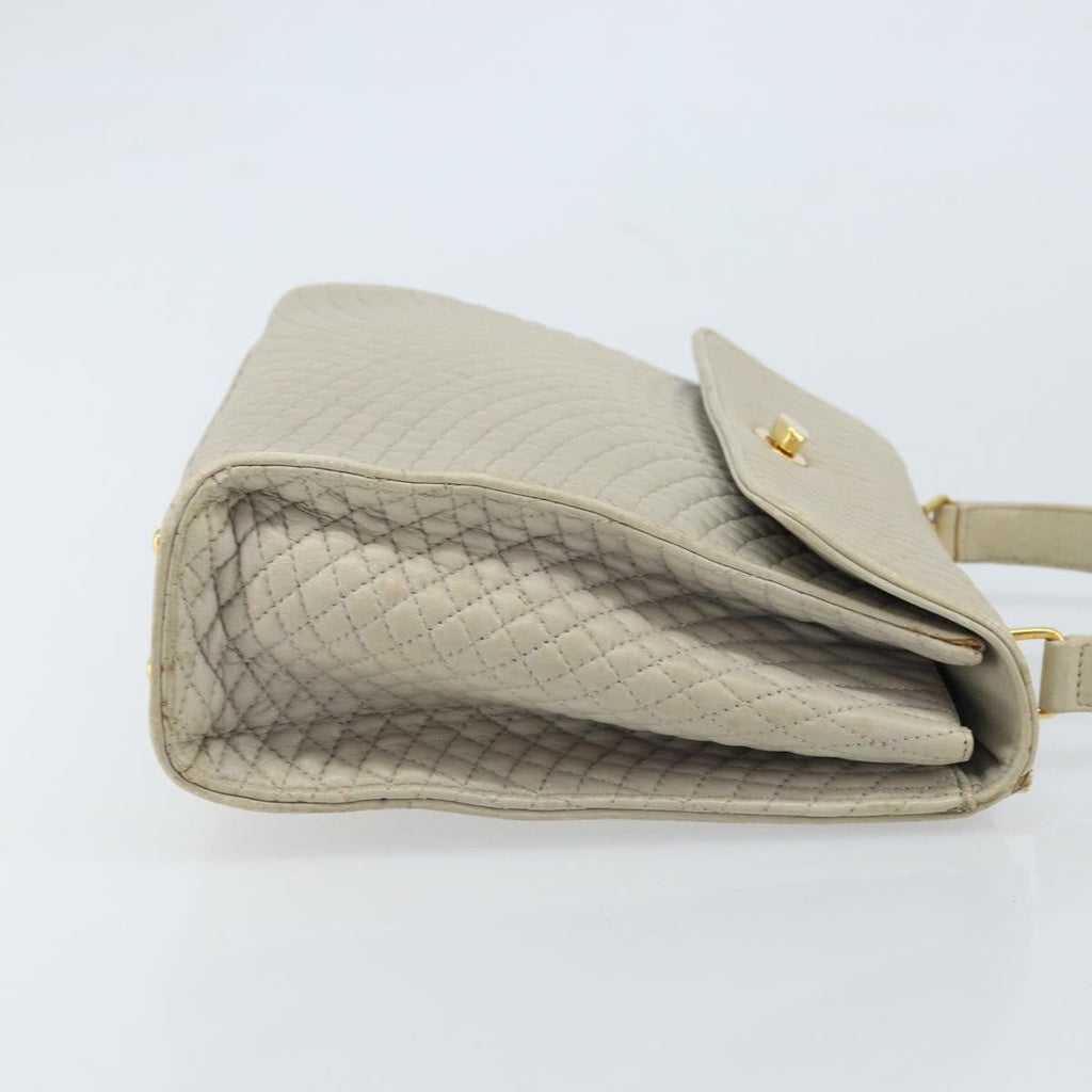 Bally Vintage Handbag Leather Beige Leather Handbag (Authentic  )