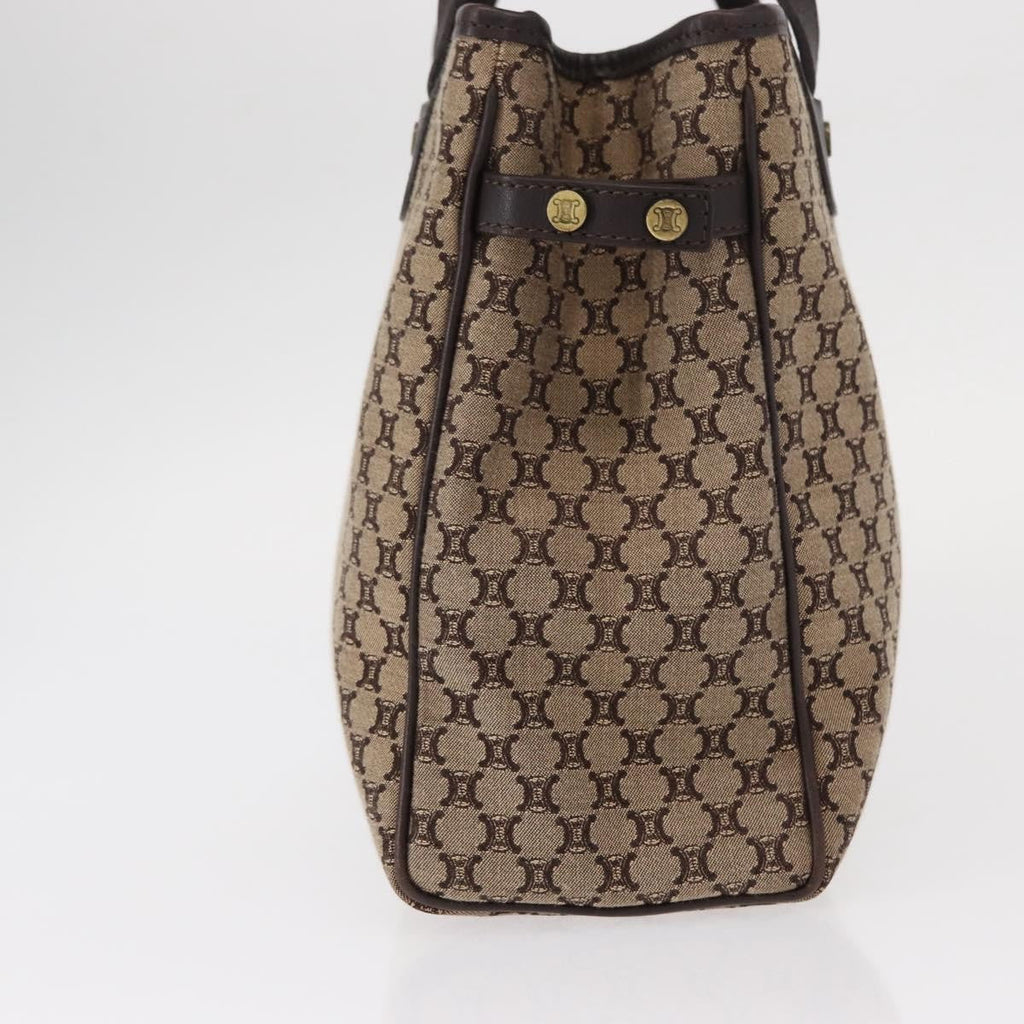 Celine Vintage Macadam Handbag Canvas Beige Canvas Handbag (Authentic  )