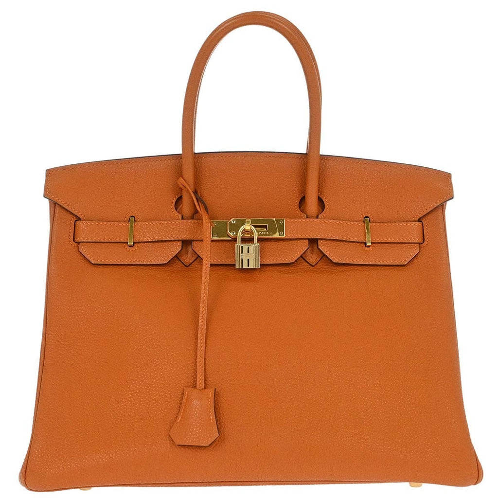 Hermes Birkin Handbag Orange Togo With Gold Hardware Orange Leather Handbag ( )