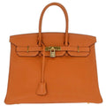 Hermes Birkin Handbag Orange Togo With Gold Hardware Orange Leather Handbag ( )