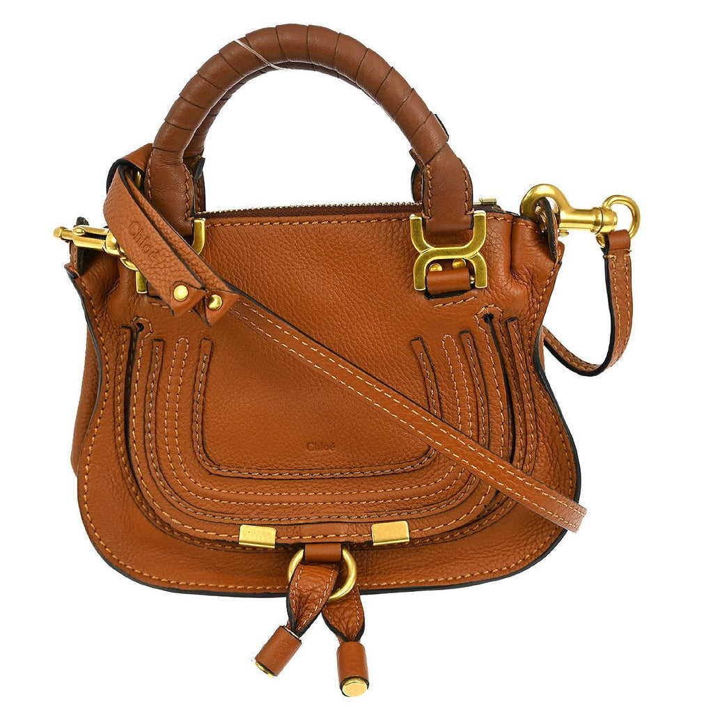 Chloe Marcie Satchel Leather Brown Leather Handbag ( )