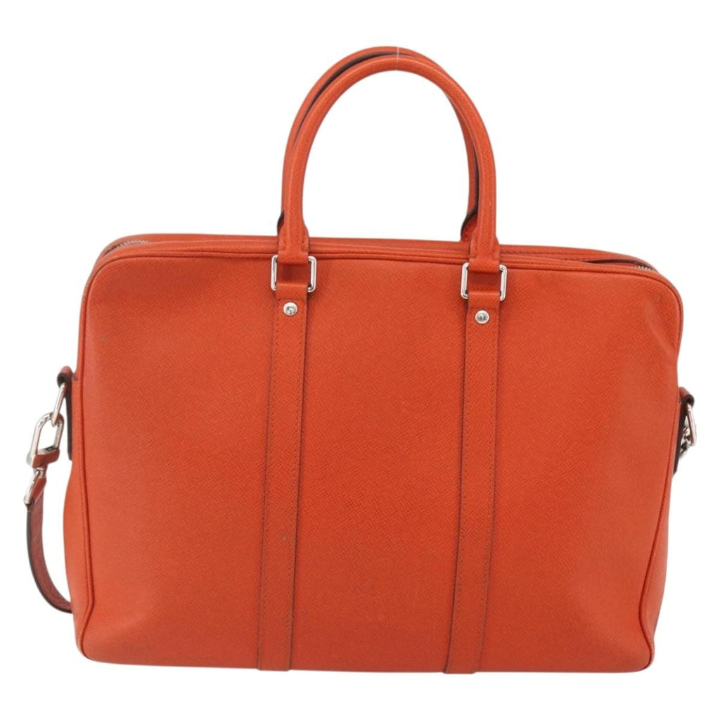 Louis Vuitton Porte-Documents Voyage Briefcase Taiga Leather Orange Leather Briefcase Bag (Authentic  )