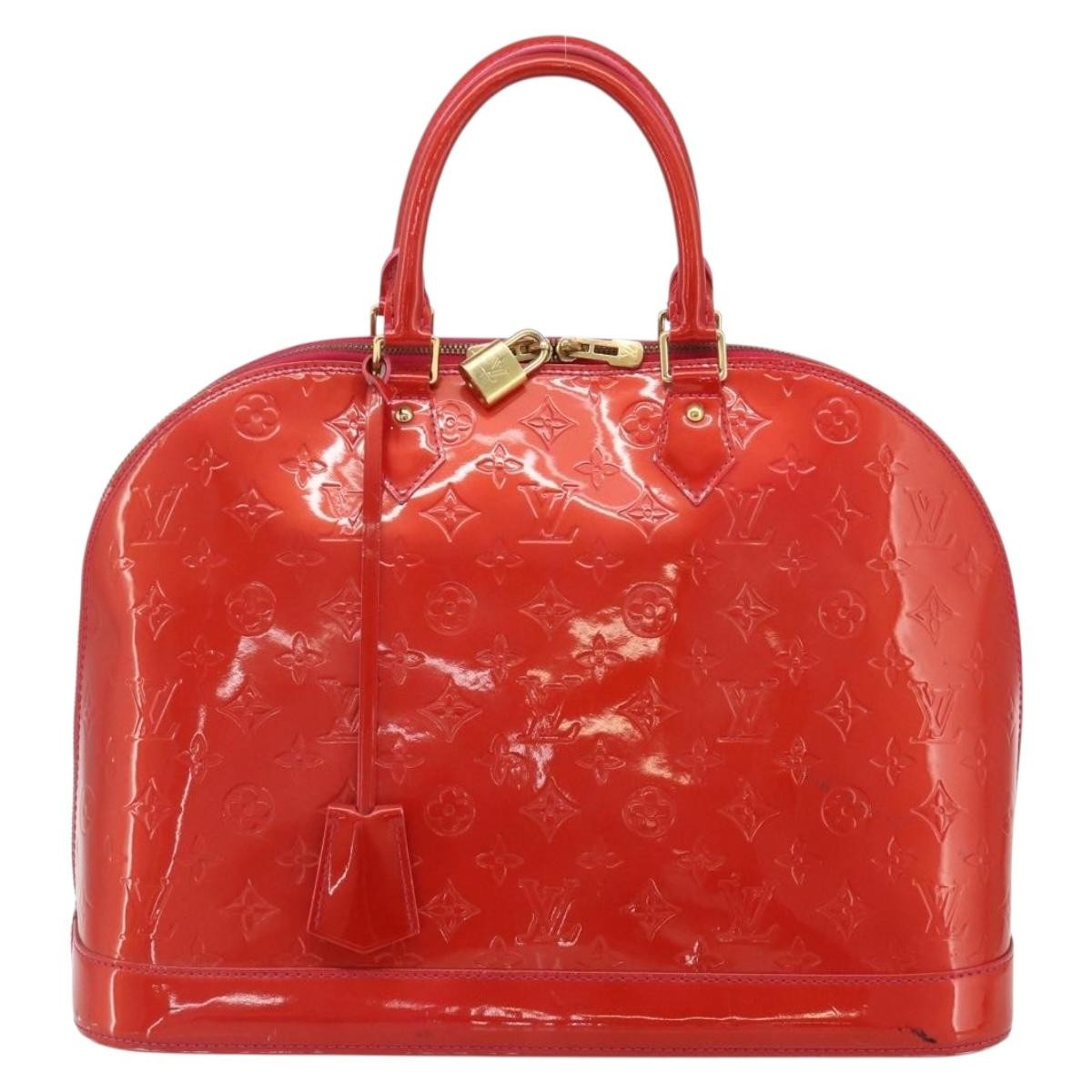 Louis Vuitton Alma Handbag Monogram Vernis Red Patent_Leather Handbag ( )