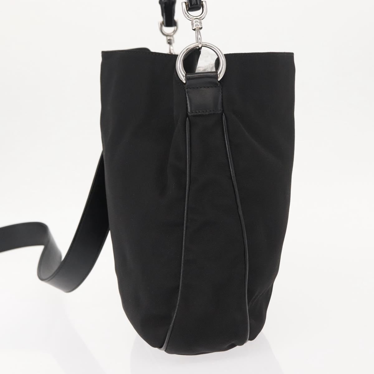 Gucci Vintage Bamboo Handle Bag Nylon Black Nylon Handbag ( )