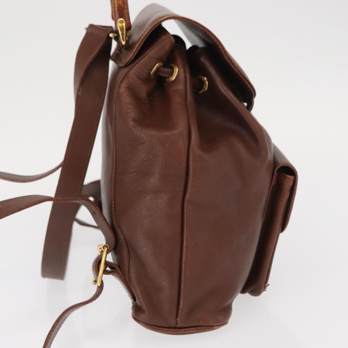 Gucci Vintage Bamboo Backpack Leather Brown Leather Backpack Bag (Authentic  )