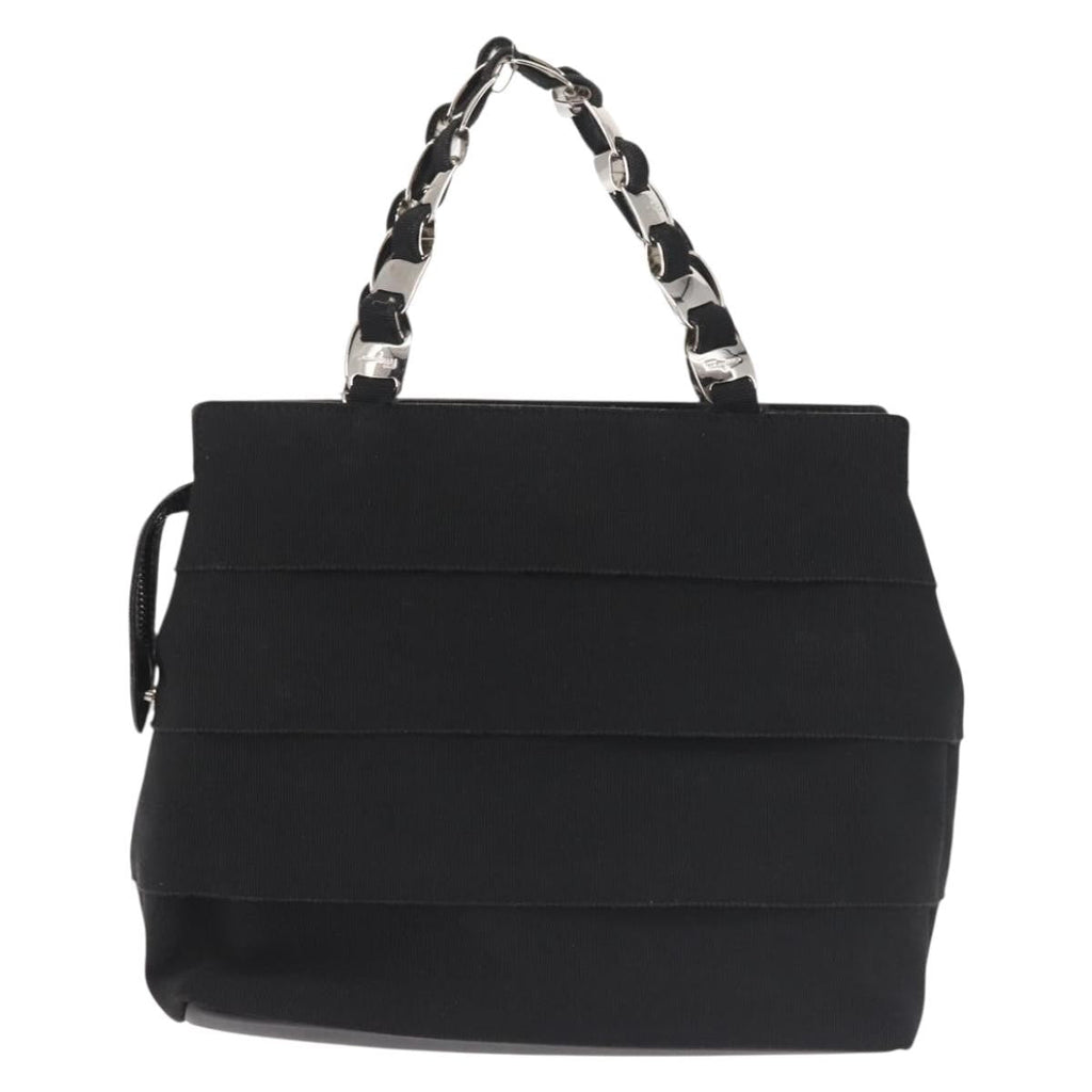 Salvatore Ferragamo Vala Handbag Canvas Black Canvas Handbag (Authentic  )
