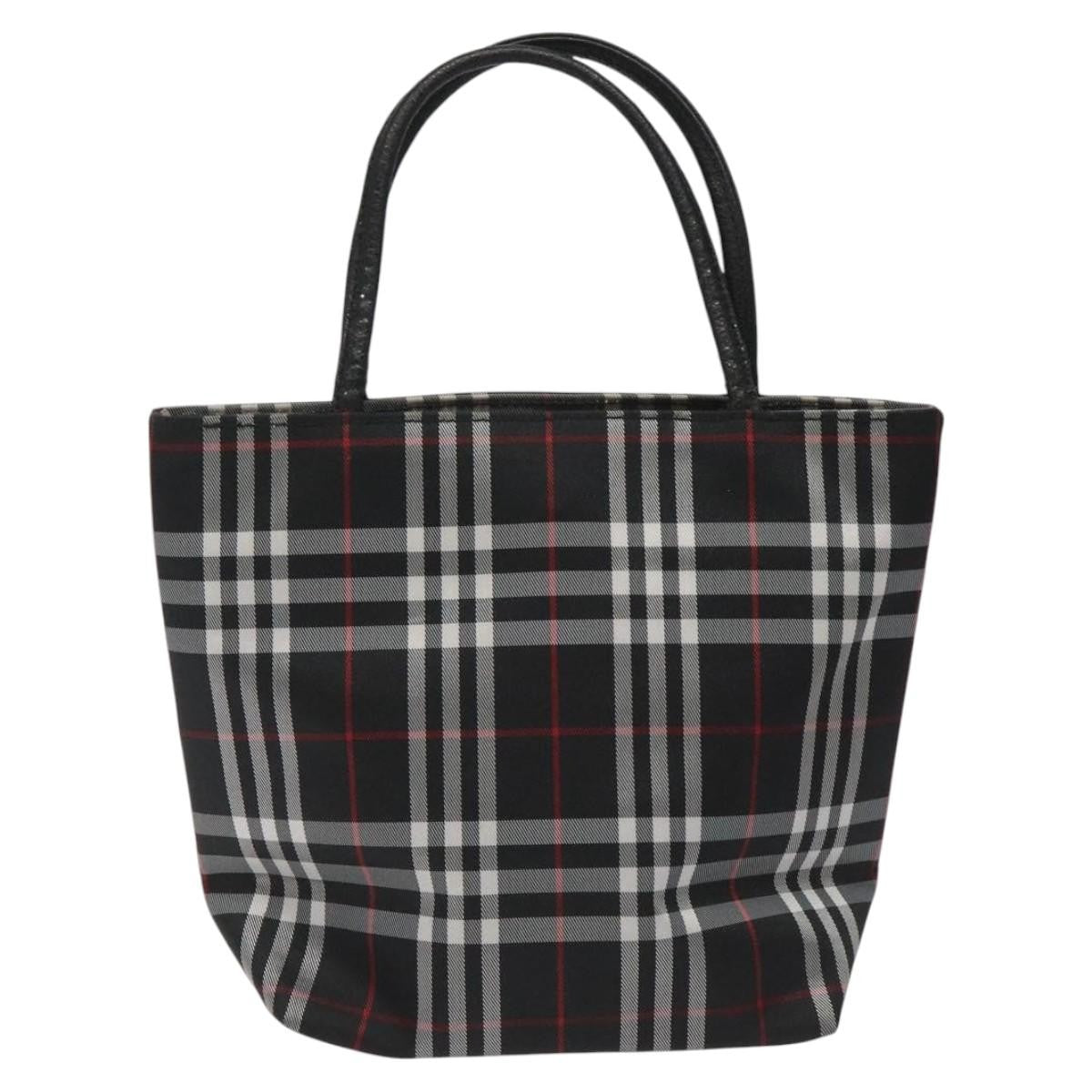 Burberry Nova Check Tote Nylon Black Nylon Handbag (Authentic  )