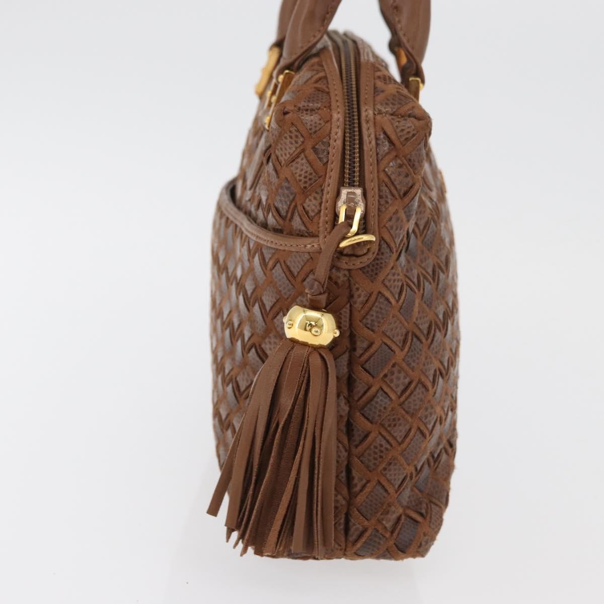 Bally Vintage Handbag Leather Brown Leather Handbag ( )