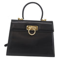 Salvatore Ferragamo Convertible Top Handle Bag Leather Black Leather Handbag (Authentic  )