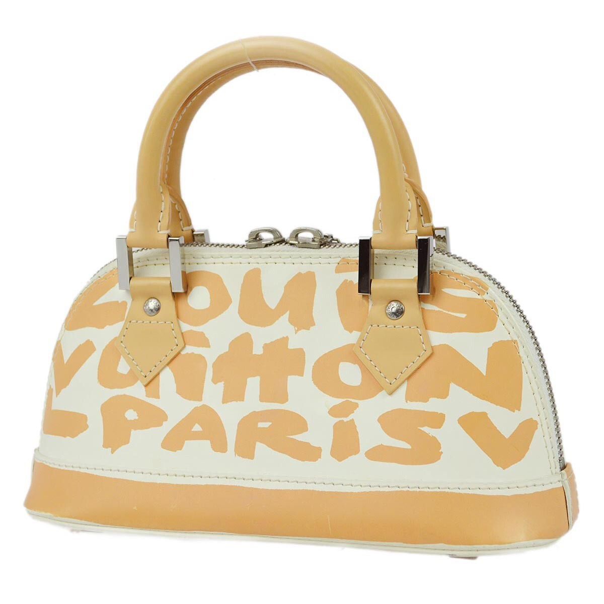 Louis Vuitton Alma Handbag Limited Edition Graffiti Leather Beige Leather Handbag (Authentic  )