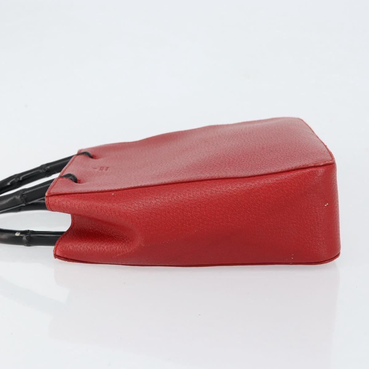 Gucci Vintage Bamboo Handle Bag Leather Red Leather Handbag (Authentic  )