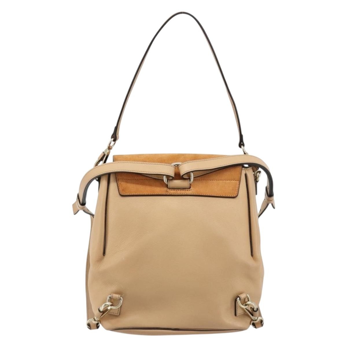 Chloe Faye Backpack Suede With Applique Beige Leather Backpack Bag ( )