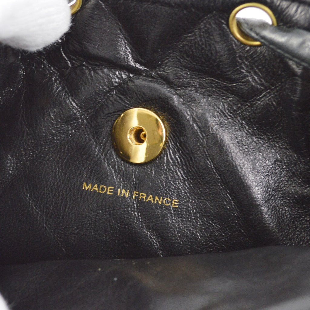 Chanel Duma Drawstring Backpack Quilted Leather Black Leather Backpack Bag (Authentic  )