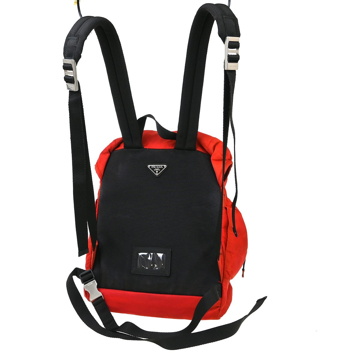 Prada Double Buckle Backpack Tessuto Red Nylon Backpack Bag ( )