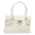 Salvatore Ferragamo Virna Satchel Leather White Leather Handbag (Authentic  )