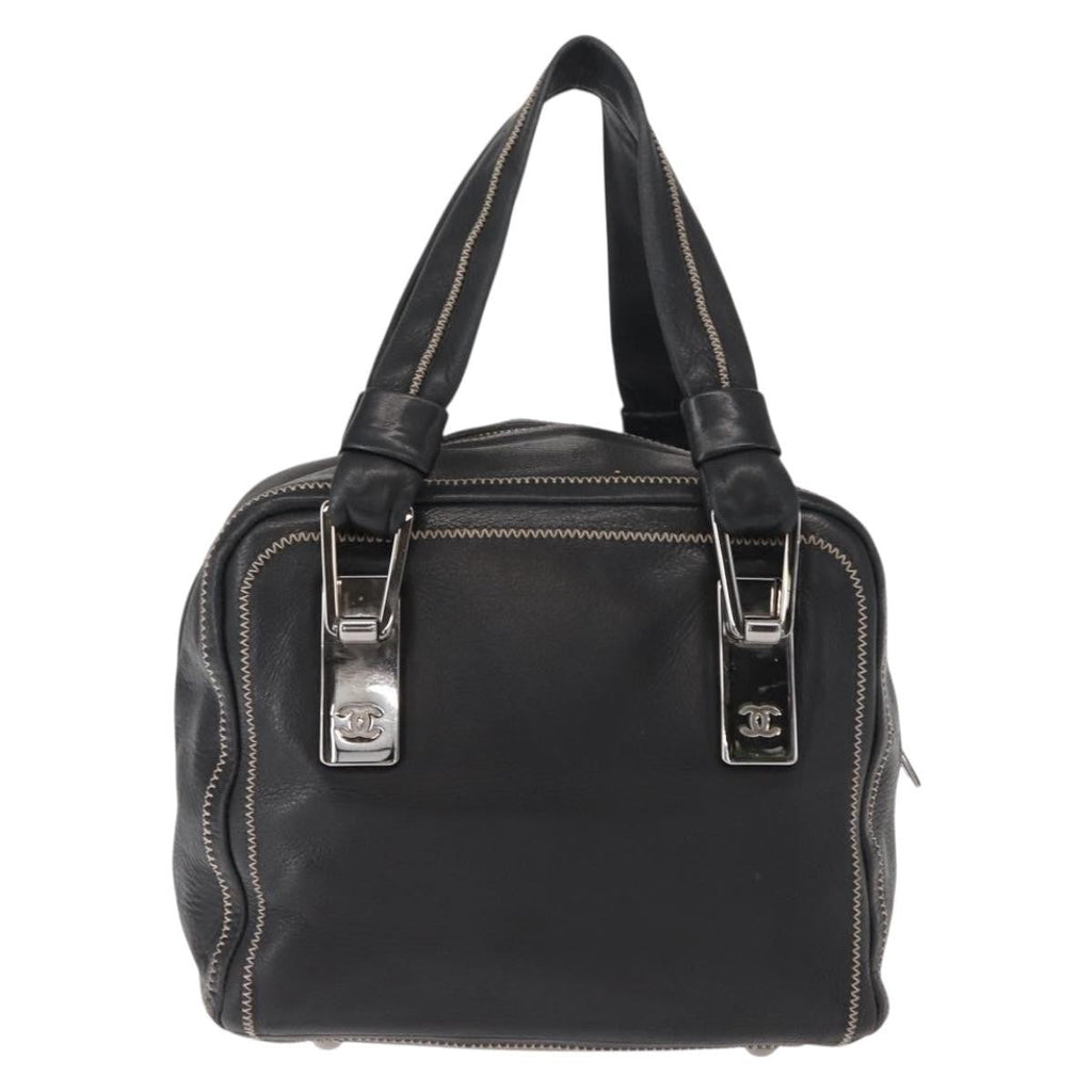 Chanel Cc Bowler Quilted Caviar Black Leather Handbag (Authentic  )