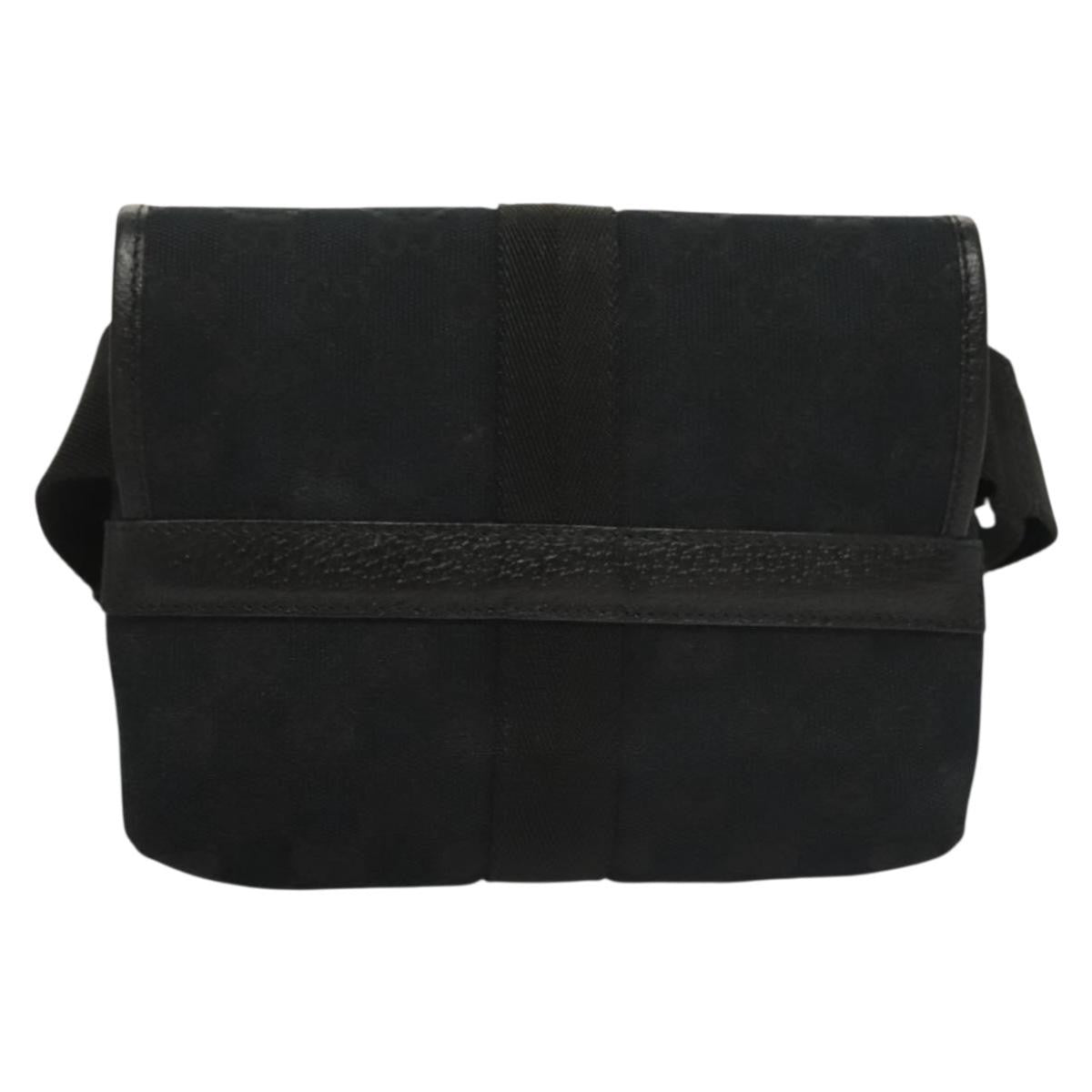 Gucci Buckle Belt Bag Gg Canvas Black Canvas Bag (Authentic  )