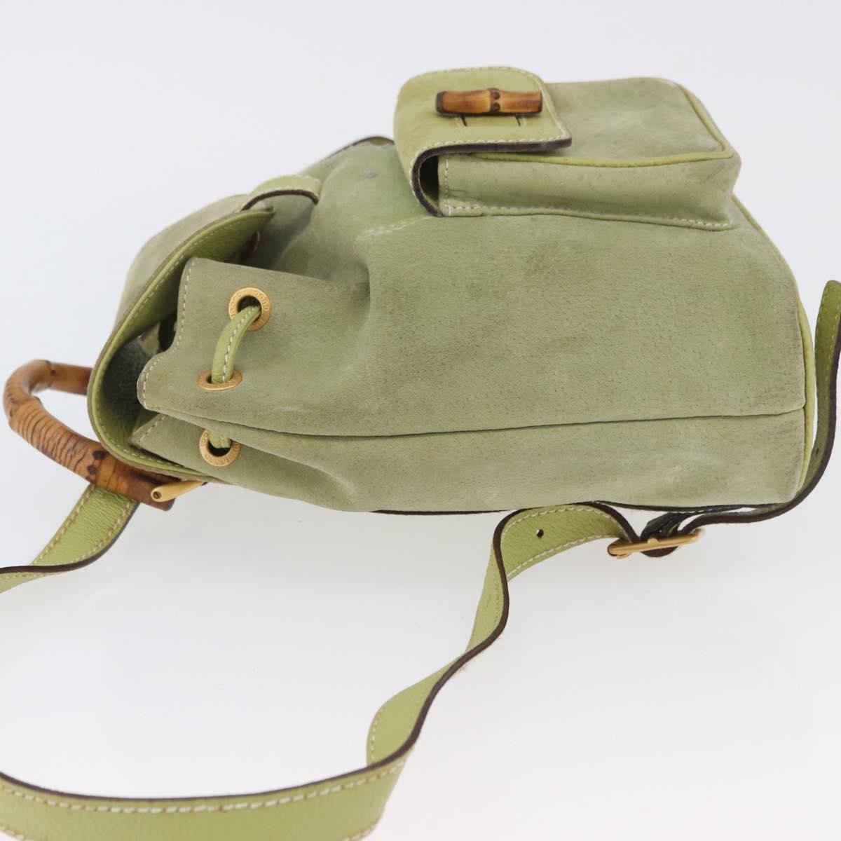 Gucci Gucci Bamboo Backpack Daim Green Suede Backpack Bag (Authentic  )