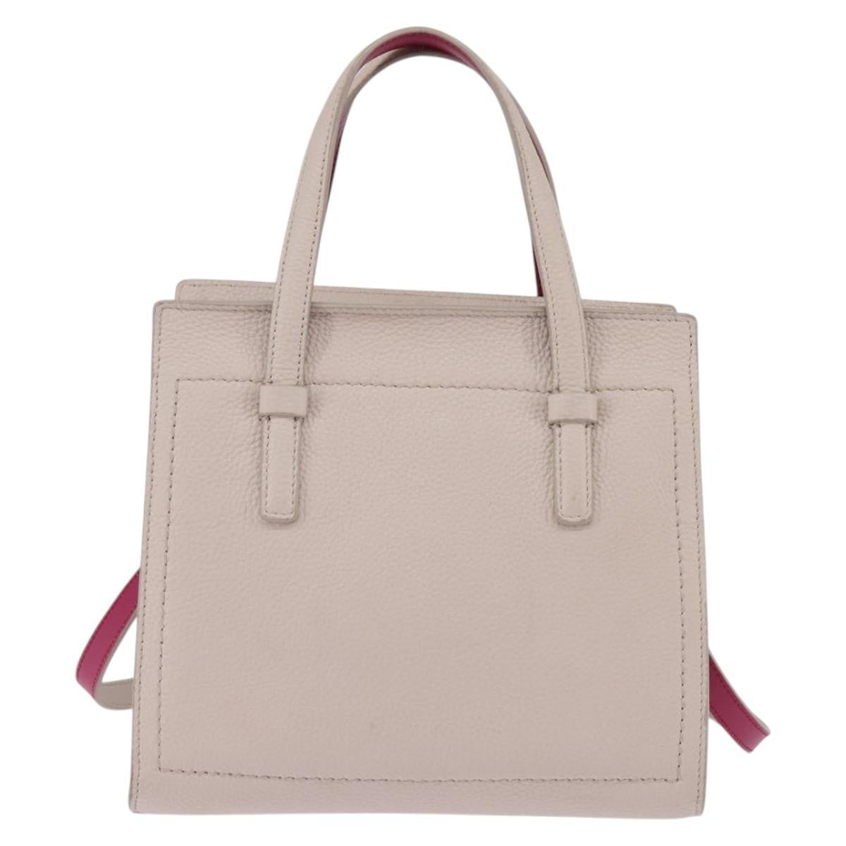 Salvatore Ferragamo Amy Tote Pebbled Leather Beige Leather Handbag (Authentic  )