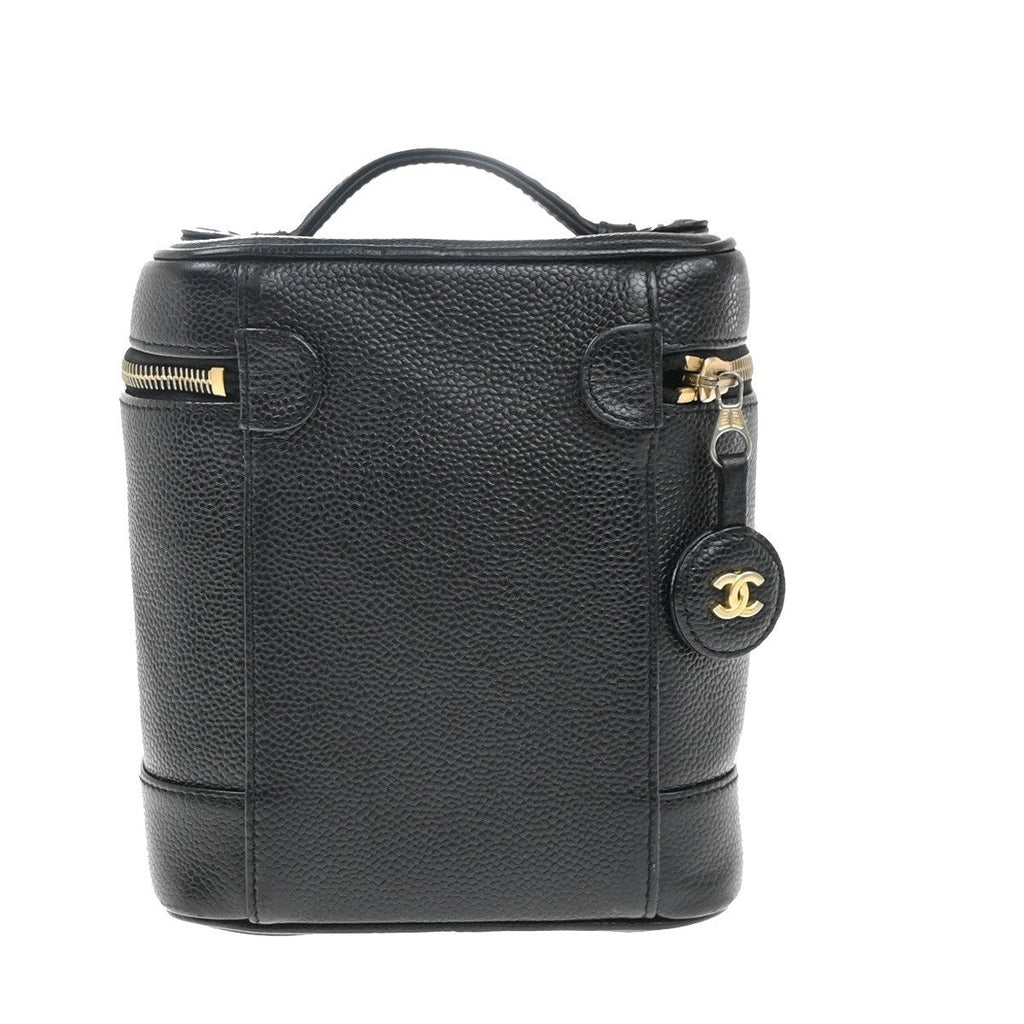 Chanel Vintage Timeless Cosmetic Case Caviar Black Leather Handbag (Authentic  )