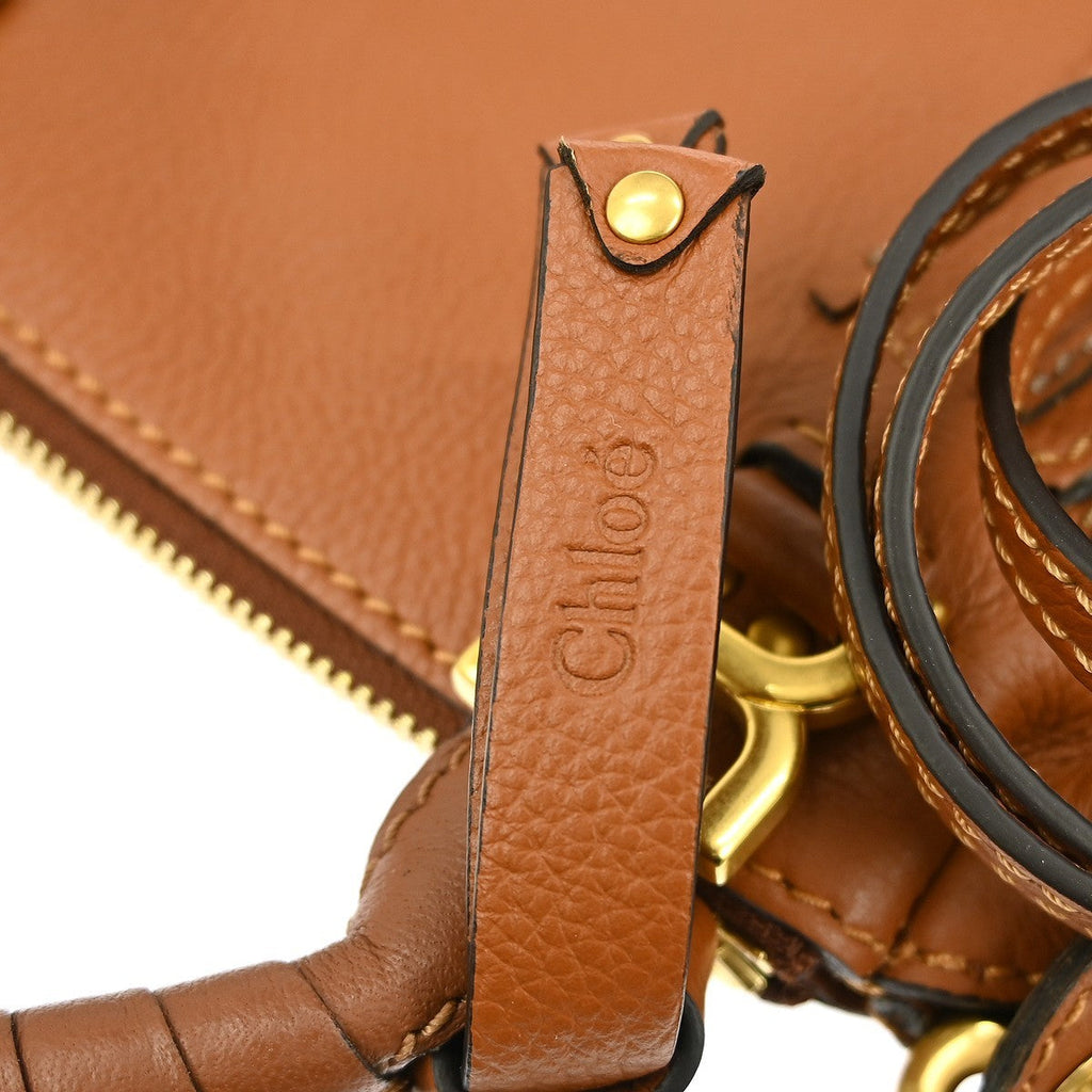 Chloe Marcie Satchel Leather Brown Leather Handbag ( )