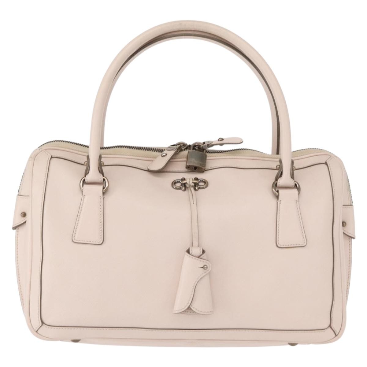 Salvatore Ferragamo Gancini Handbag Leather Pink Leather Handbag (Authentic  )
