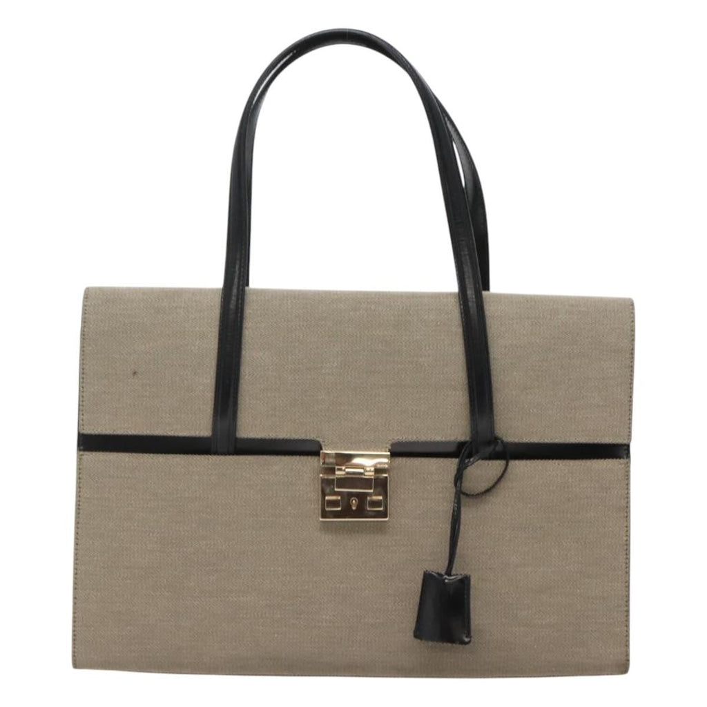 Gucci Lady Lock Handbag Canvas Beige Canvas Handbag (Authentic  )