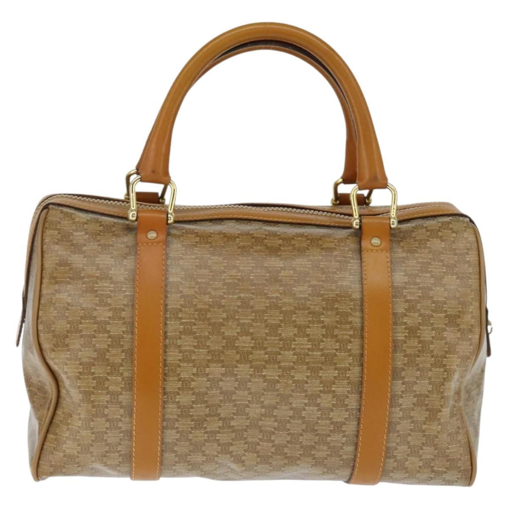 Celine Vintage Duffle Bag Macadam Coated Canvas Beige Canvas Handbag (Authentic  )