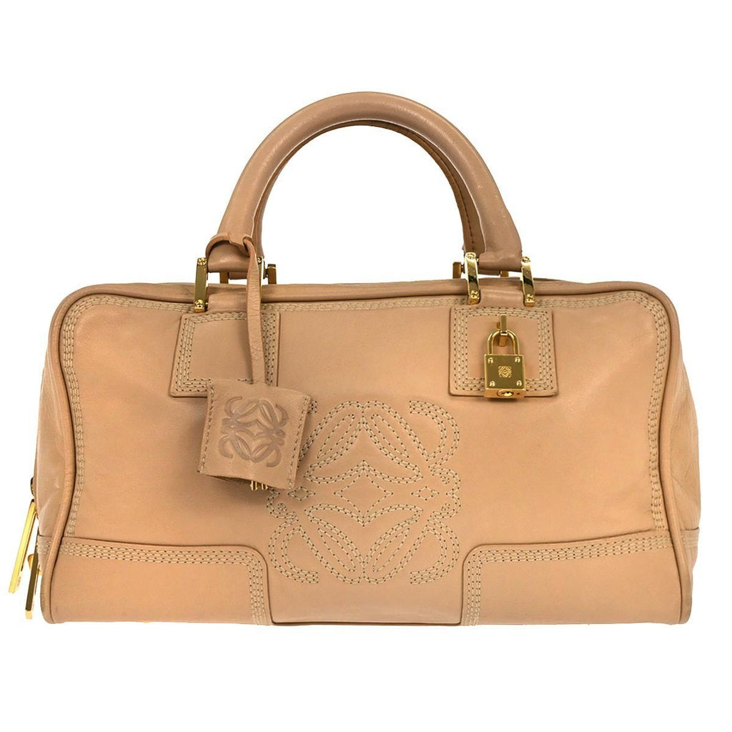 Loewe Amazona Bag Leather Beige Leather Handbag (Authentic  )