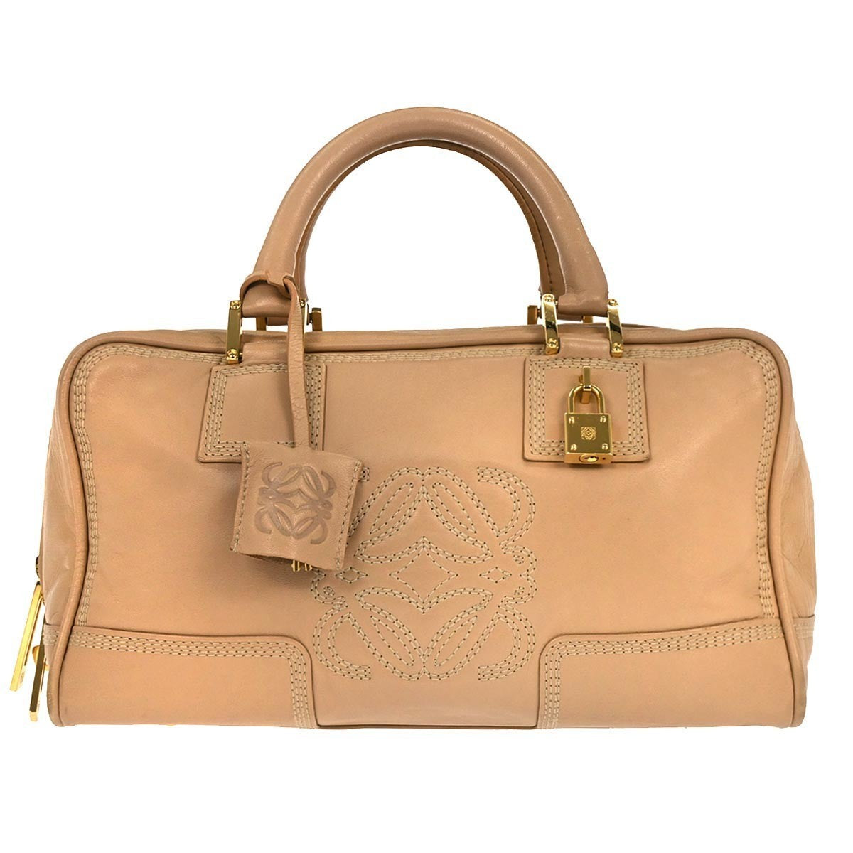 Loewe Amazona Bag Leather Beige Leather Handbag (Authentic  )