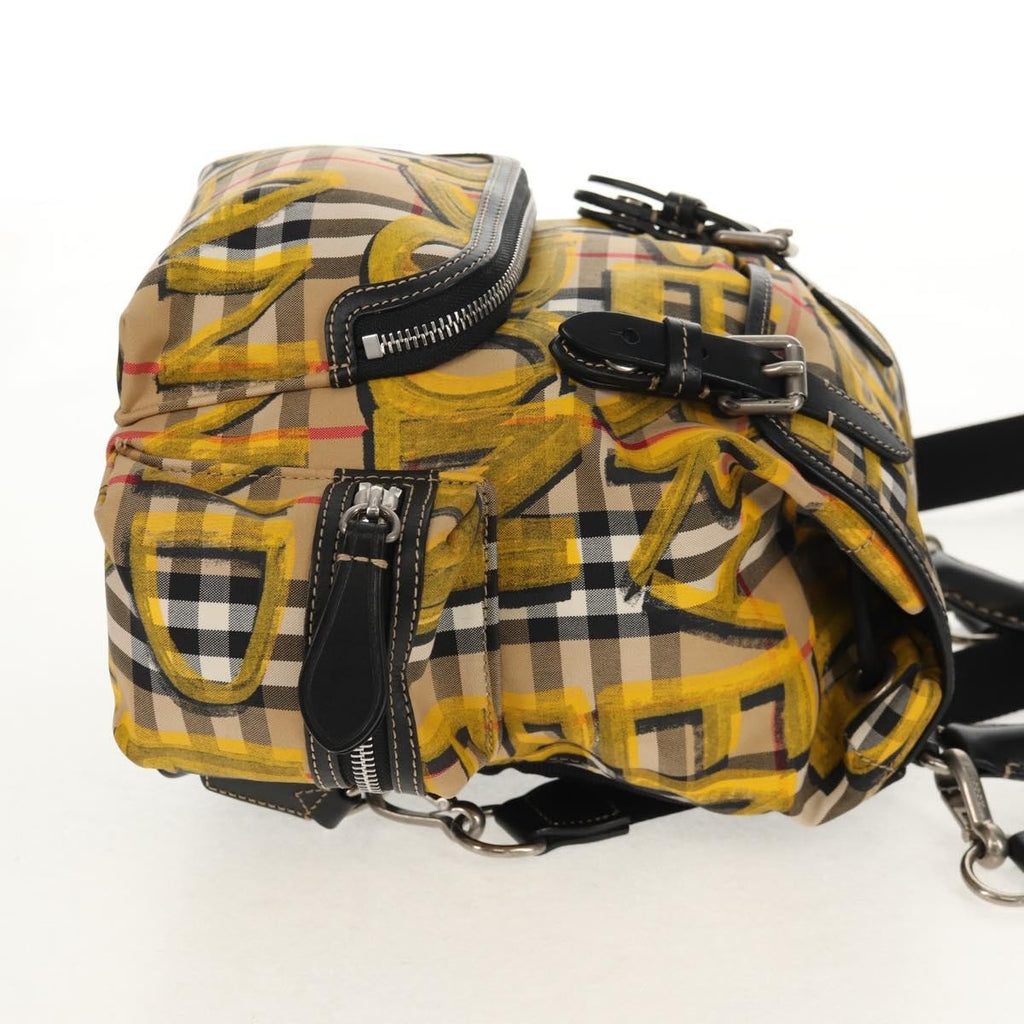 Burberry Graffiti Rucksack Backpack Vintage Check Canvas Beige Canvas Backpack Bag (Authentic  )