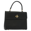 Celine Vintage Convertible Turnlock Top Handle Bag Leather Black Leather Bag (Authentic  )