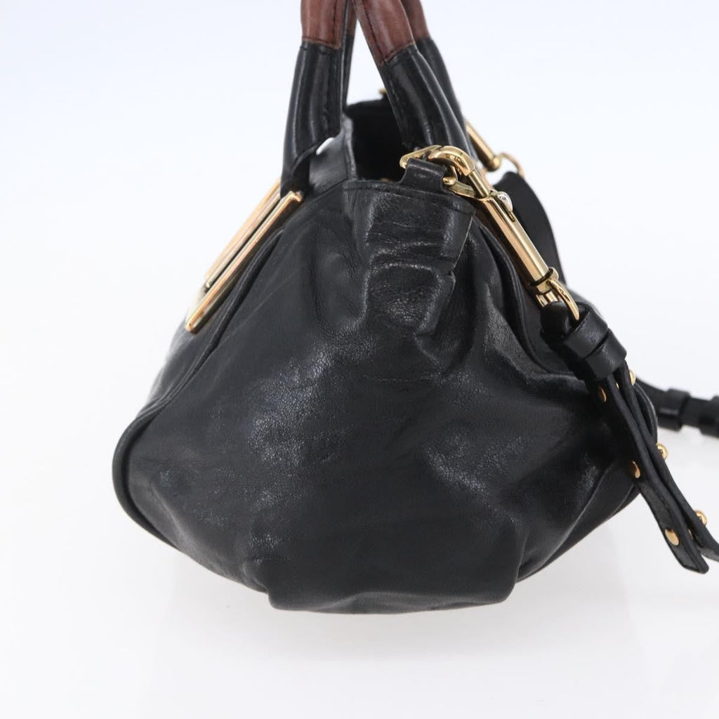 Chloe Ethel Handbag Leather Black Leather Handbag (Authentic  )