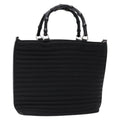 Gucci Vintage Bamboo Handle Bag Nylon Black Nylon Handbag (Authentic  )