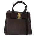 Salvatore Ferragamo Convertible Vara Bow Tote Leather Brown Leather Handbag (Authentic  )
