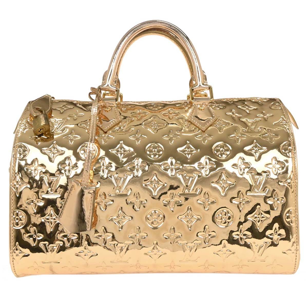 Louis Vuitton Speedy Handbag Monogram Miroir Pvc Gold Canvas Handbag (Authentic  )