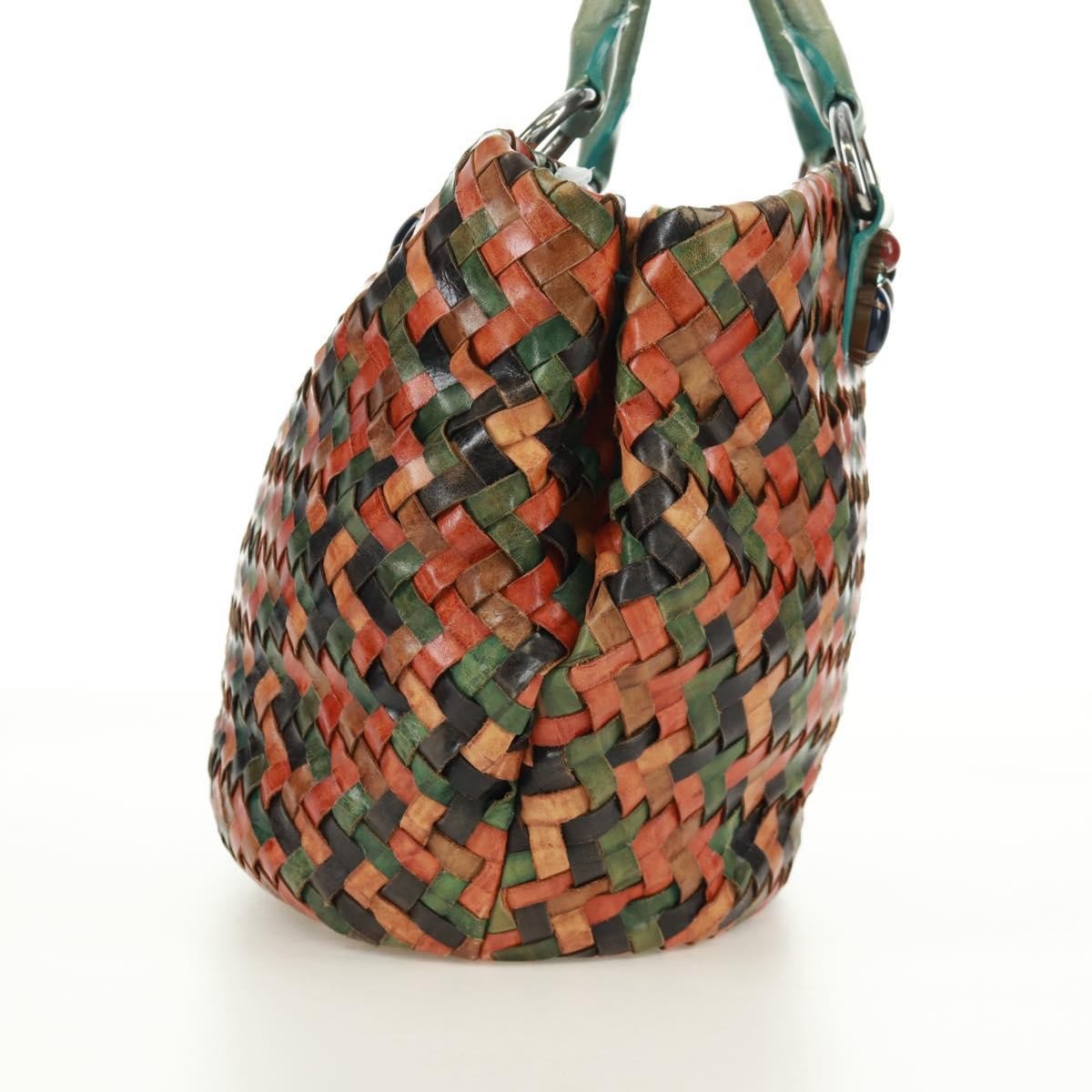 Miu Miu Chain Handle Bag Pleated Leather Multicolour Leather Handbag ( )