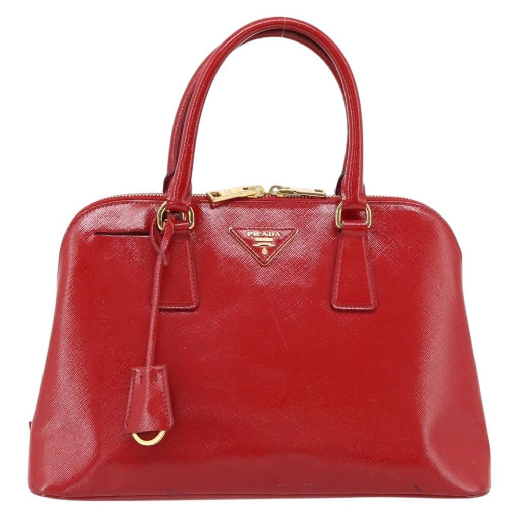 Prada Promenade Bag Vernice Saffiano Leather Red Leather Handbag ( )