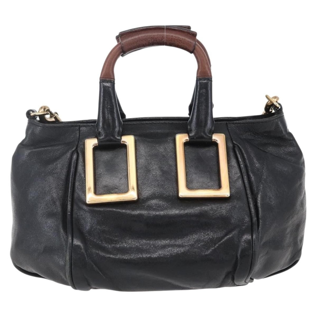 Chloe Ethel Handbag Leather Black Leather Handbag (Authentic  )