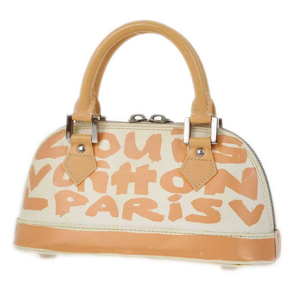 Louis Vuitton Alma Handbag Limited Edition Graffiti Leather Beige Leather Handbag (Authentic  )