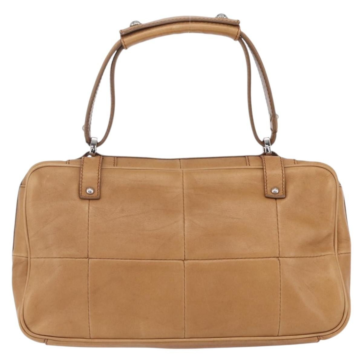Salvatore Ferragamo Gancini Handbag Leather Brown Leather Handbag (Authentic  )