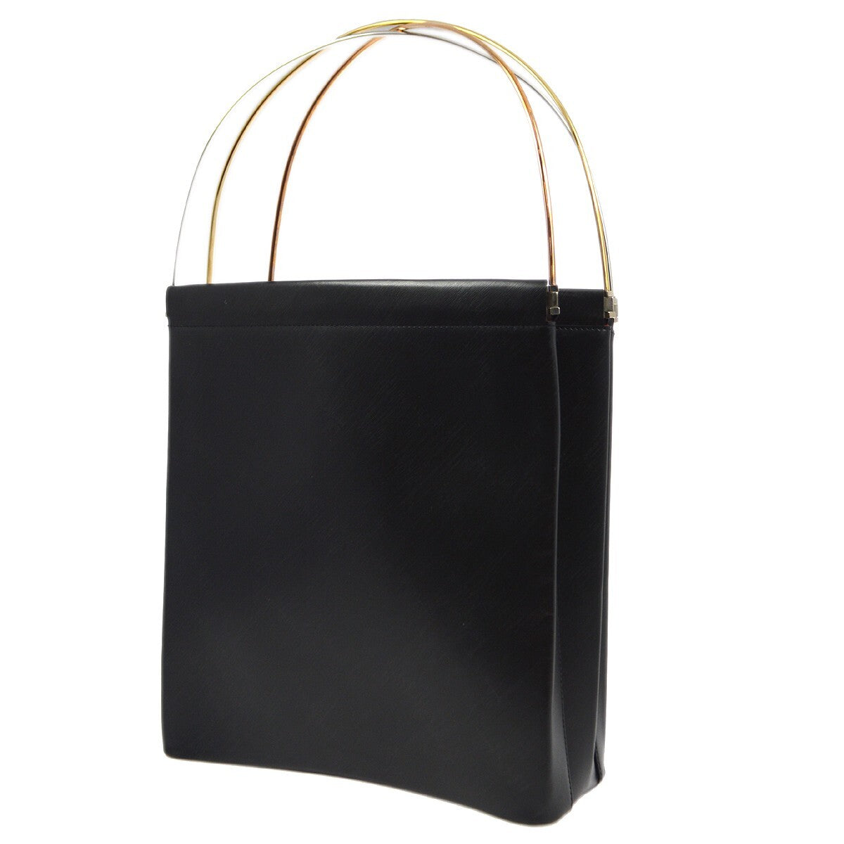 Cartier Trinity Hand Bag Leather Black Leather Handbag (Authentic  )