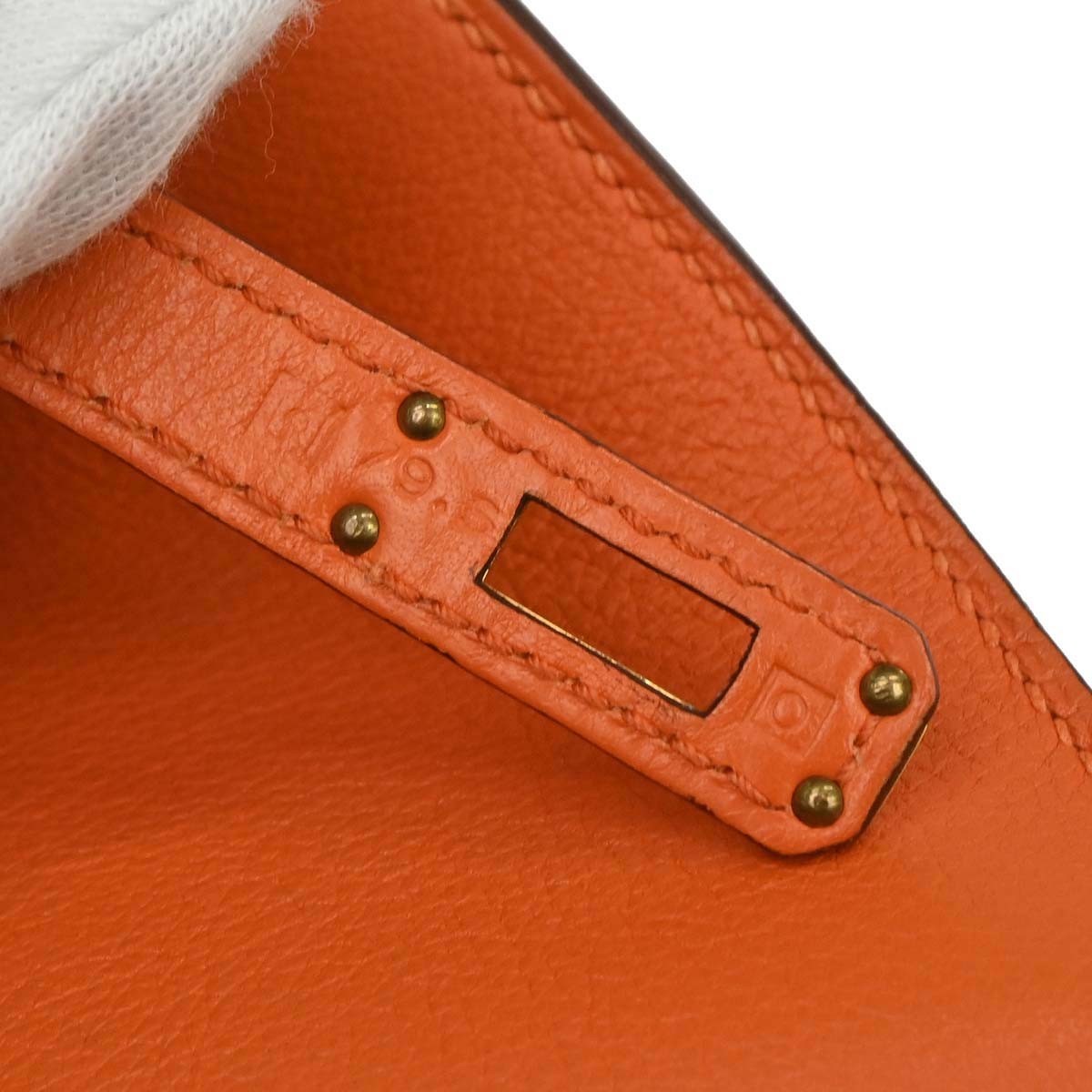 Hermes Kelly Pochette Swift Orange Leather Handbag ( )