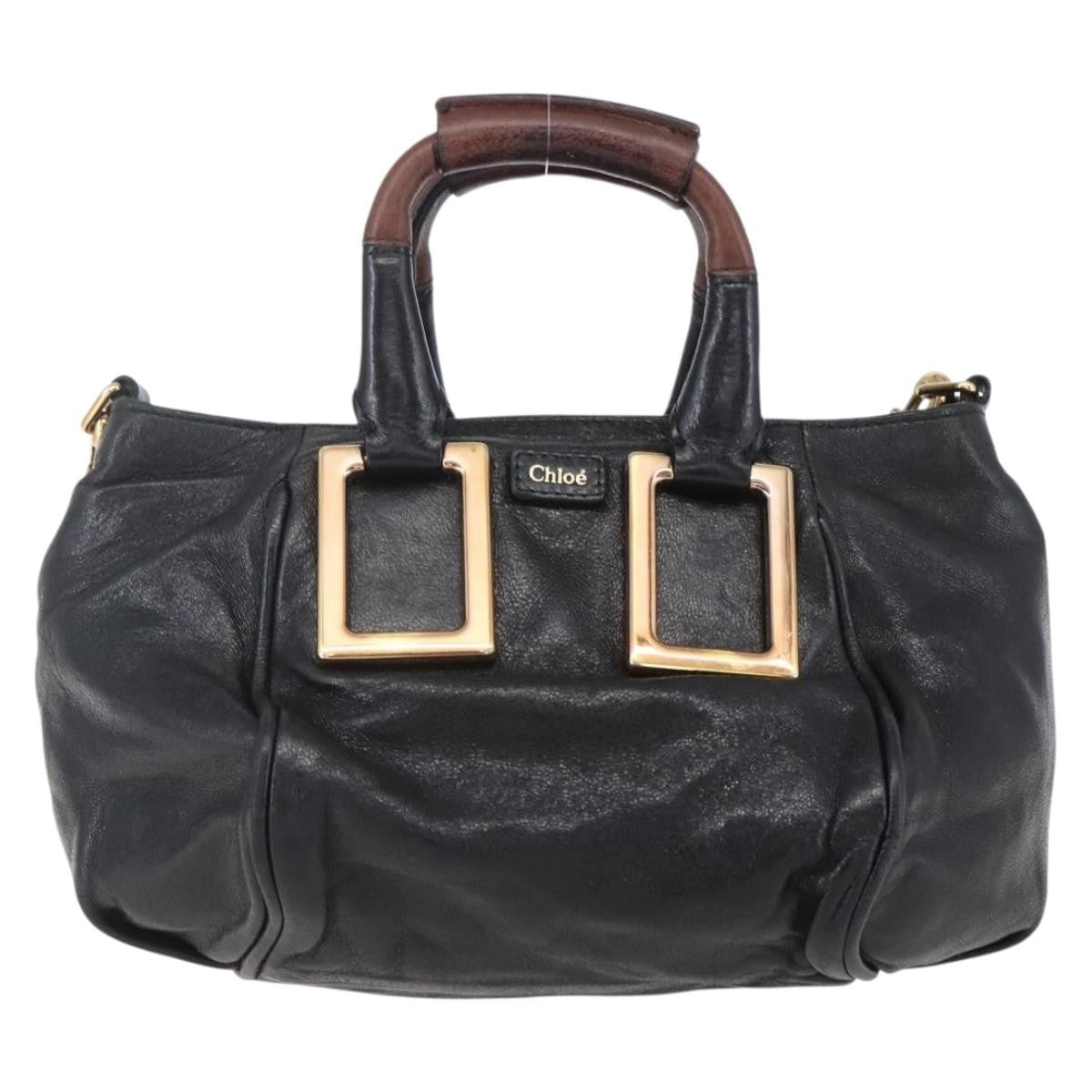 Chloe Ethel Handbag Leather Black Leather Handbag (Authentic  )